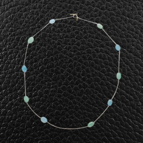 celestial necklaces for women -women’s sparkling necklaces -Blue Topaz & Emerald Bead Necklace