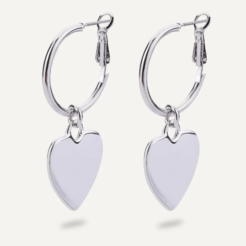 elegant hoop earrings -stylish modern necklaces for women -Sweetheart Lever Heart Earrings In Silver-Tone