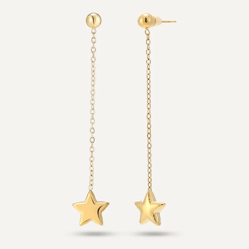 women’s large stud earrings -luxury fashion necklaces for women -Star Post Earrings In Gold-Tone