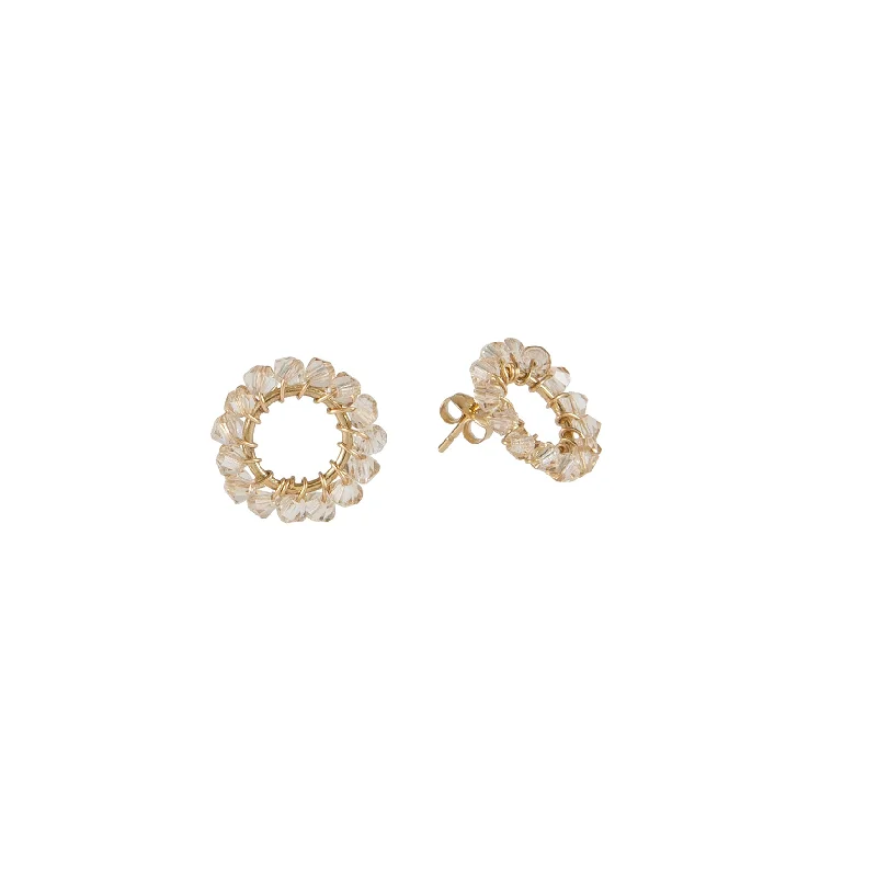 simple stud earrings for women -gold chain necklaces for women -Mini Circle Crystal Earrings - HONEY