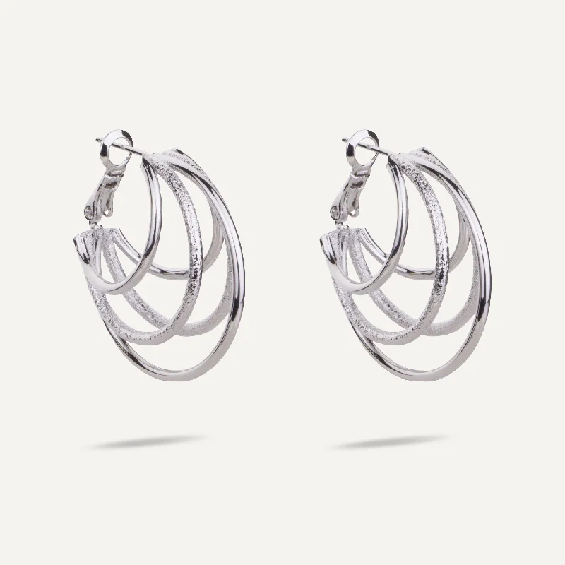 stud earrings for women -diamond necklaces for women -Vivienne Multi Hoop Earrings In White Gold-Tone