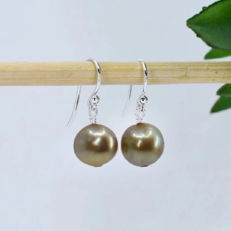 elegant earrings for women -trendy gold necklaces for women -Champagne Freshwater Pearl Drop Earrings