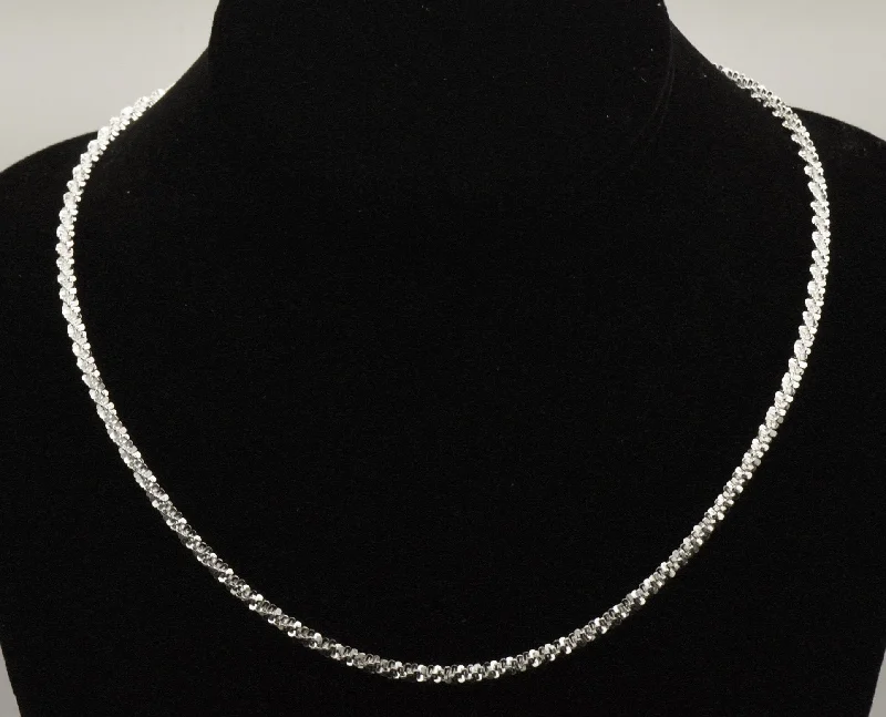 minimalist necklaces for women -minimalist necklaces for women -Milor - Vintage 950 Silver Tinsel Link Chain Necklace - 18"