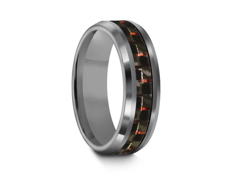 titanium rings for women -crystal necklaces for women -6MM CARBON FIBER INLAY TUNGSTEN WEDDING BAND AND GRAY GUNMETAL INTERIOR