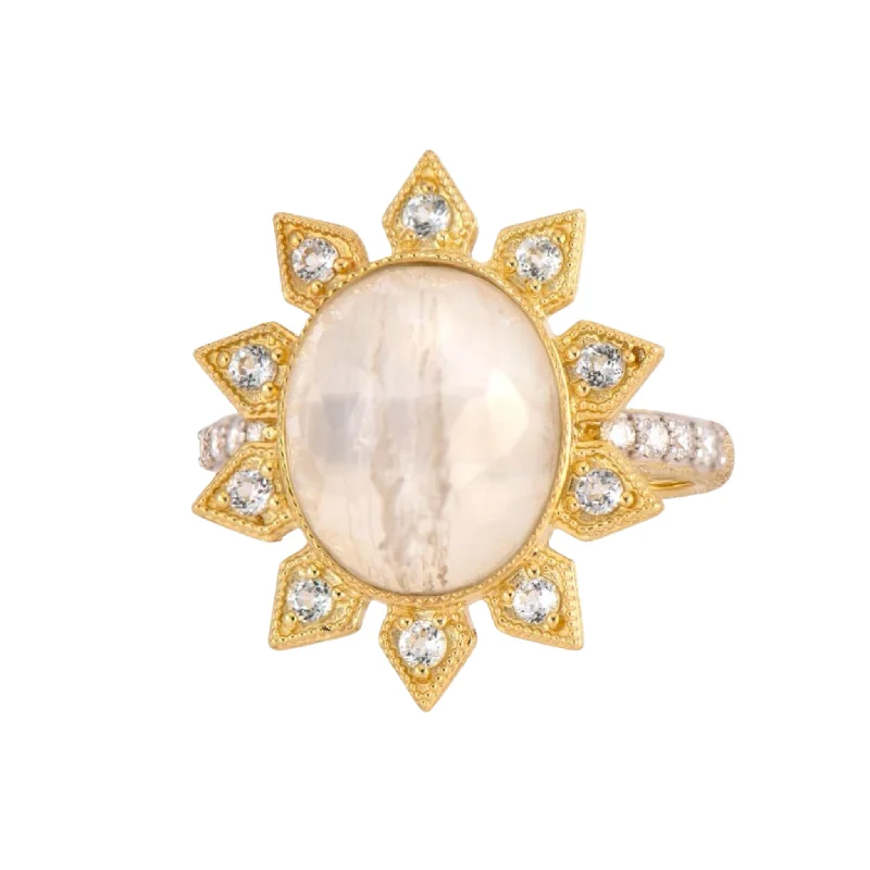 minimalist rings for women -matching necklaces for women -Jude Frances Moroccan Moonstone Sunburst Ring