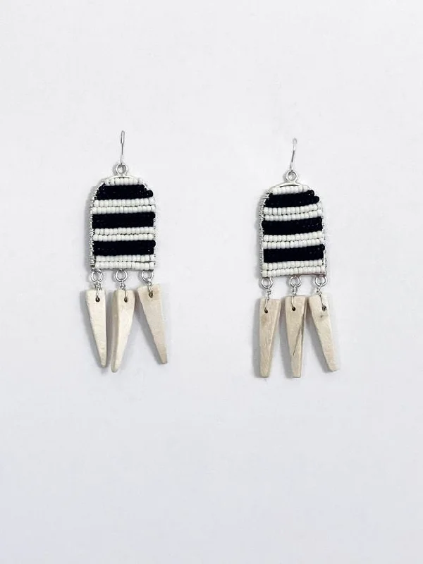 gold earrings for women -silver necklaces for women -CUSTE6 - SILVER/OFF WHITE/BLACK/COCONUT WOOD