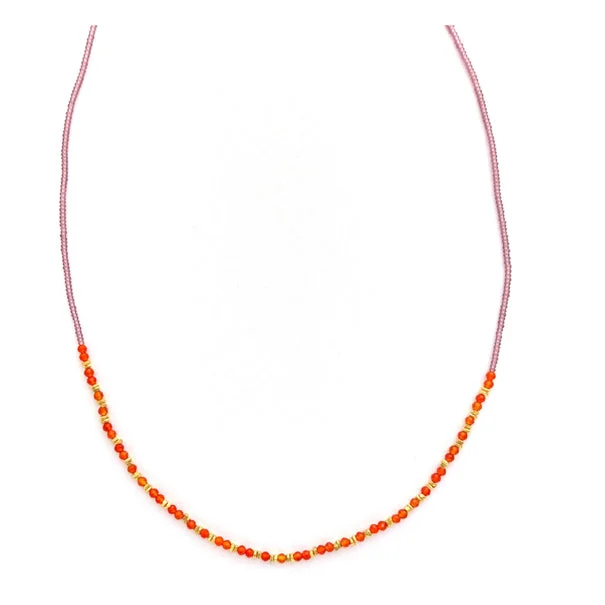 trendy gold necklaces for women -trendy gold necklaces for women -Carnelian and seed bead necklace