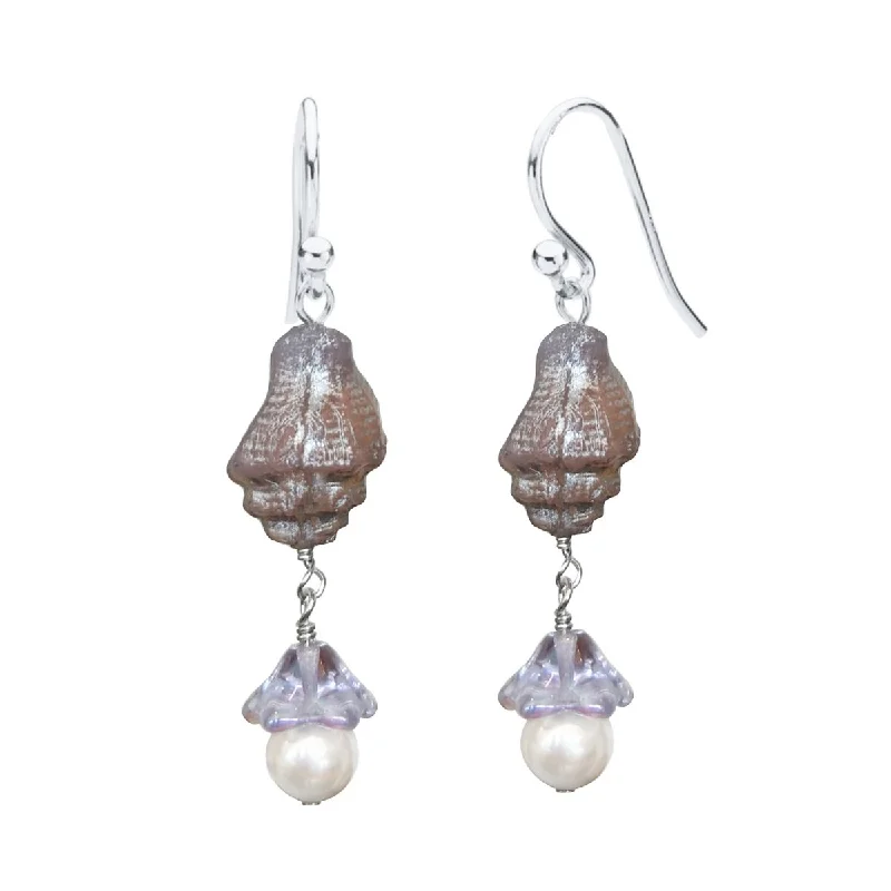 diamond stud earrings for women -lucky charm necklaces for women -Conch Shell Glass Beaded Drop Earrings