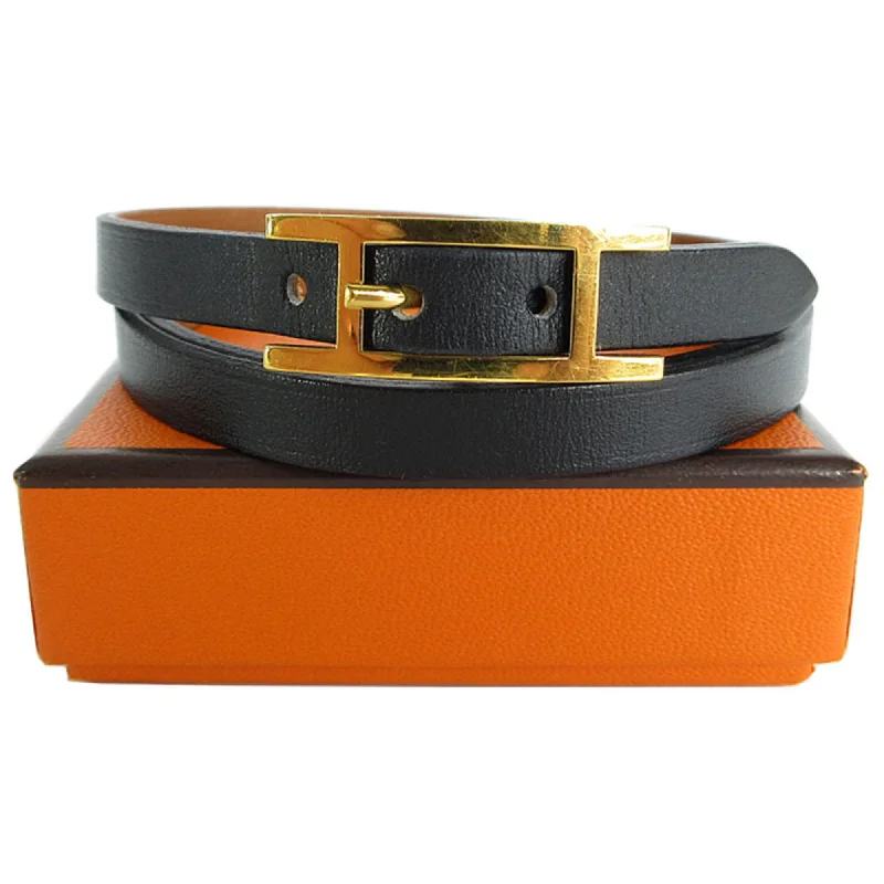 personalized engraved bracelets for women -unique necklaces for women -Hermes   Leather Metal Charm Bracelet (Pre-Owned)