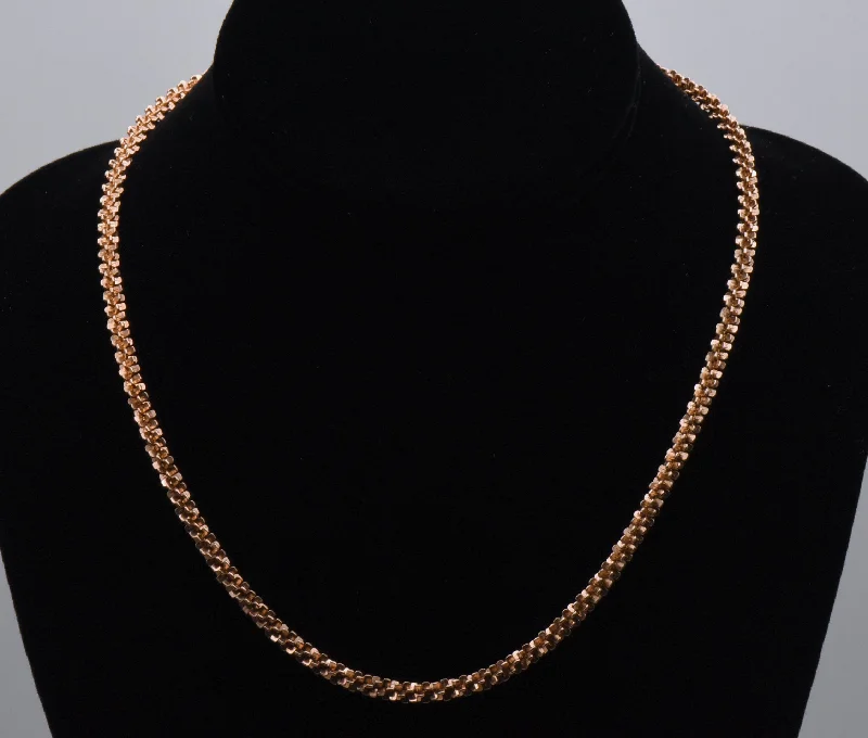 elegant gold necklaces for women -elegant gold necklaces for women -Vintage Sterling Silver Copper Tone Bling Link Necklace - 18"