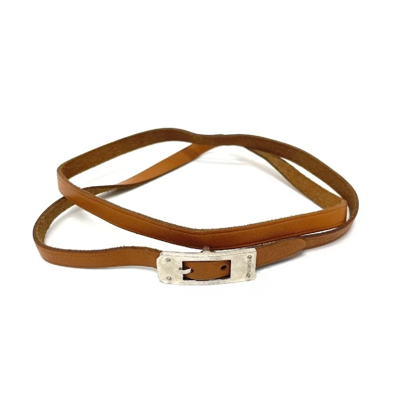 leather bangles for women -women’s pearl pendants -Hermes Kelly  Leather Stainless Steel Charm Bracelet (Pre-Owned)