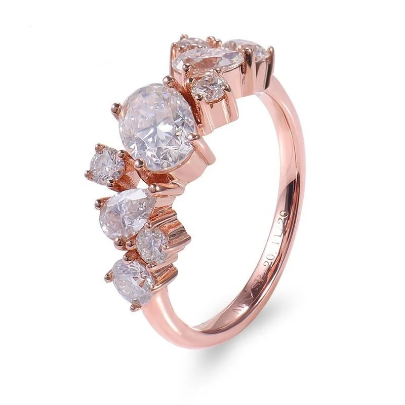 engagement rings with side stones -trendy gold necklaces for women -14k Rose Gold Diamond Wedding Band