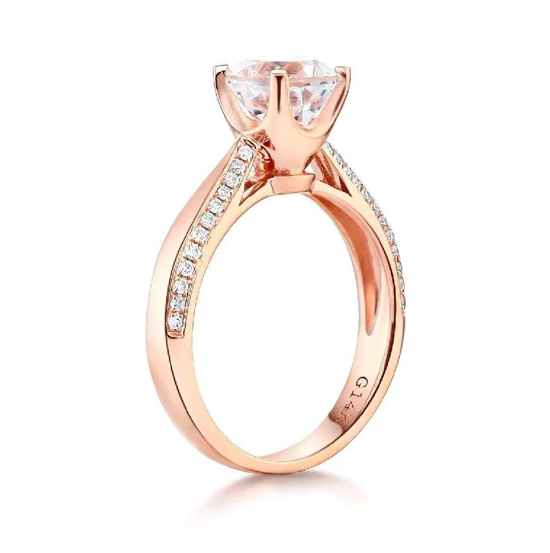 engagement rings with sapphires -diamond heart necklaces for women -14K Rose Gold 1.2 Ct Topaz 0.2 Ct Natural Diamond Ring