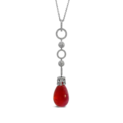 sparkling crystal necklaces for women -luxury gold necklaces for women -Pink Tourmaline Drop Necklace with Diamonds