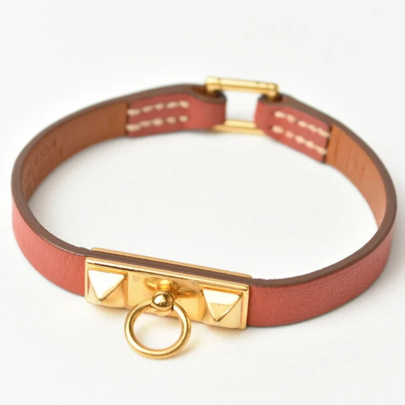 timeless bangles for women -luxury fashion necklaces for women -Hermes Medor  pink Leather Bangle (Pre-Owned)