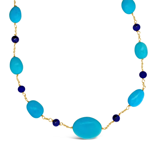 sapphire necklaces for women -sapphire necklaces for women -Turquoise & Lapis Bead Necklace