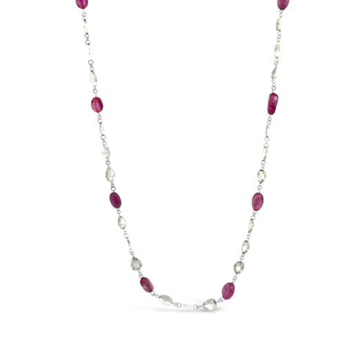 sparkling necklaces for women -vintage style necklaces for women -Ruby & Diamond Necklace