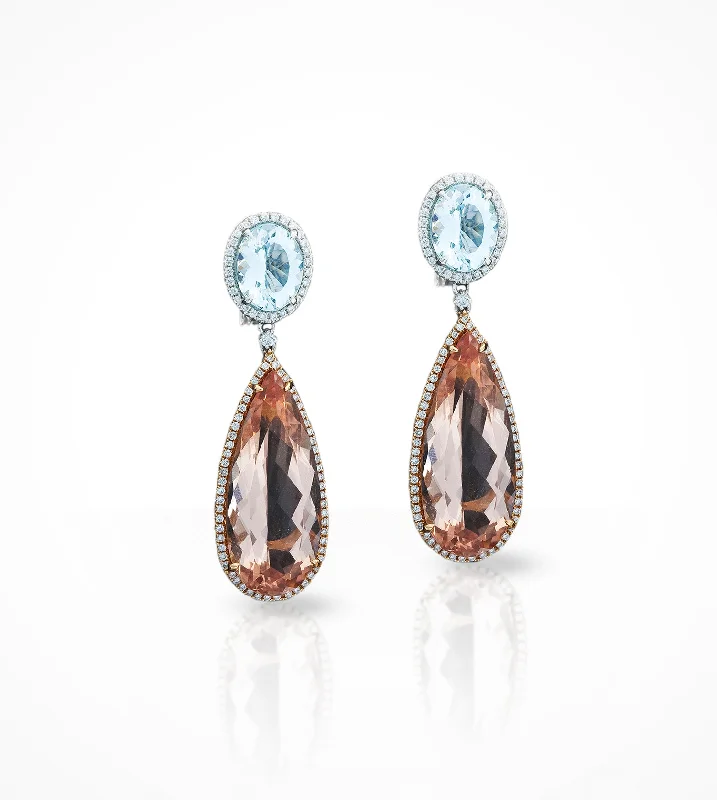 vintage hoop earrings for women -personalized engraving necklaces for women -ER00396 18kwp Aquamarine, Morganite & 177 diamonds=0.72ct Earrings