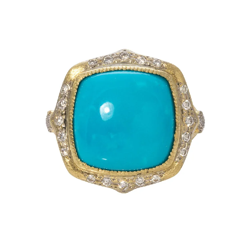 diamond rings for women -silver necklaces for women -Jude Frances Moroccan Marrakesh Cushion Turquoise Ring