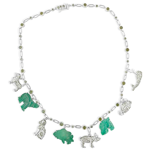 gemstone necklaces for women -gemstone necklaces for women -Emerald & Diamond Estate Charm Necklace