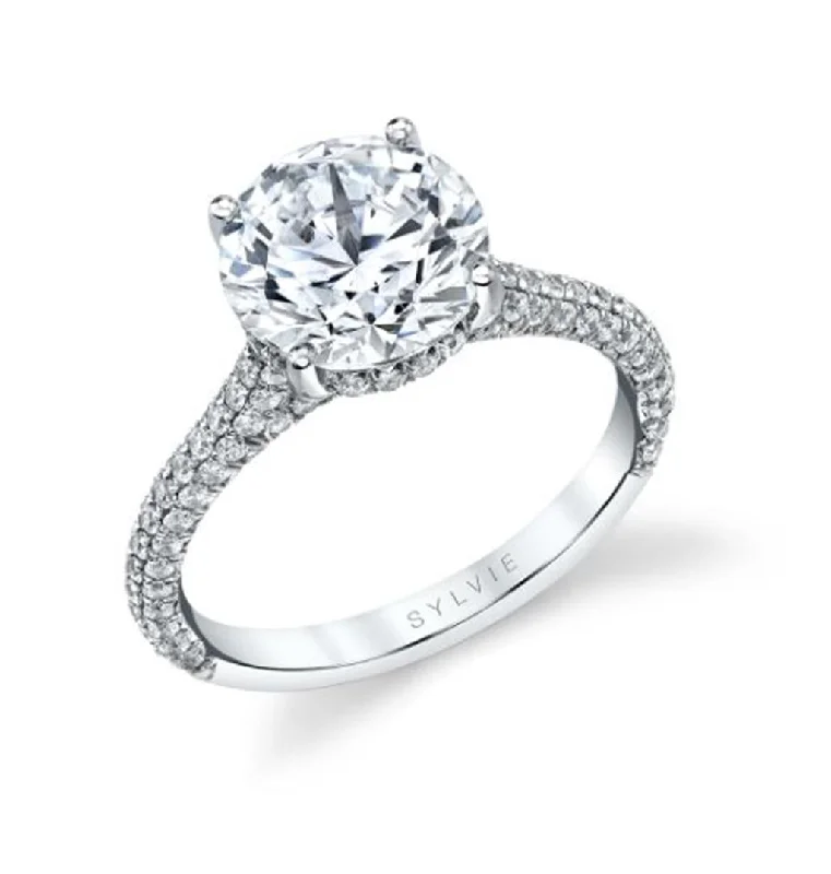 modern engagement rings for women -stacked necklaces for women -Syvlie Pave Ring Setting