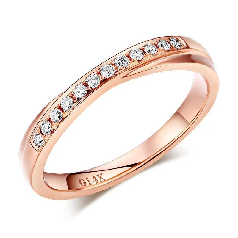 classic engagement rings for women -custom name necklaces for women -0.14 ct Natural Diamonds 14K Rose Gold Ring