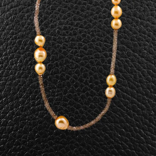 cute necklaces for women -cute necklaces for women -Golden Pearl & Smoky Quartz Necklace