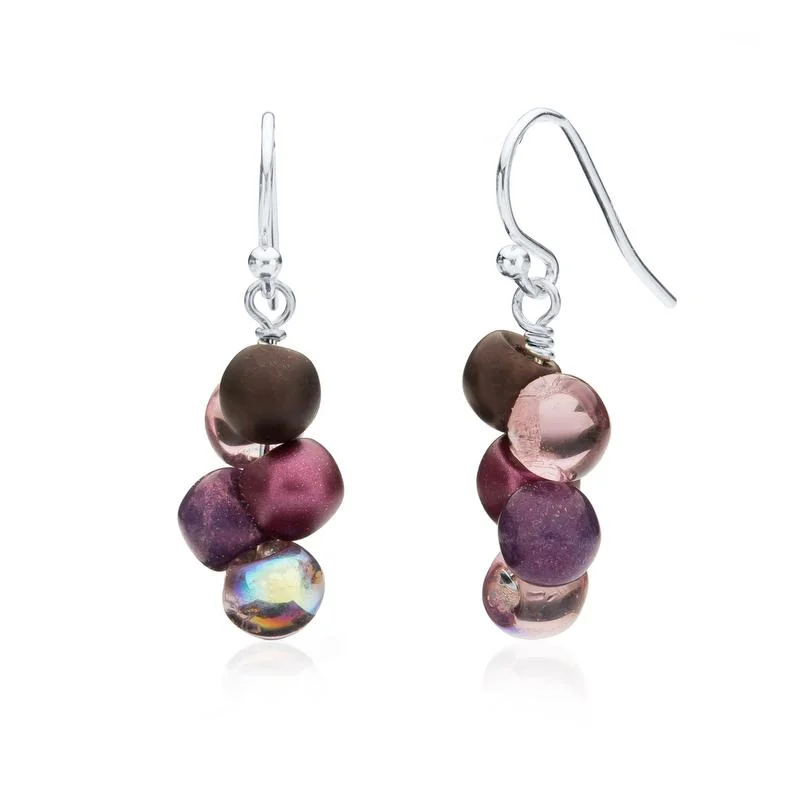 women’s pearl stud earrings -charm necklaces for women -Purple Bubble Drop Earrings