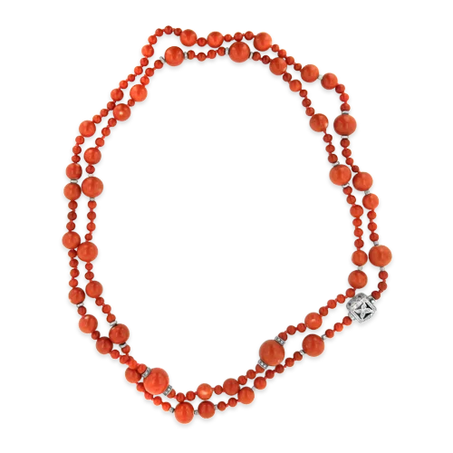 sapphire necklaces for women -sapphire necklaces for women -Coral Bead & Diamond Necklace