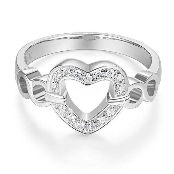 stunning engagement rings for women -charm necklaces for women -14K White Gold Heart Promise Ring 0.1ct Natural Diamond