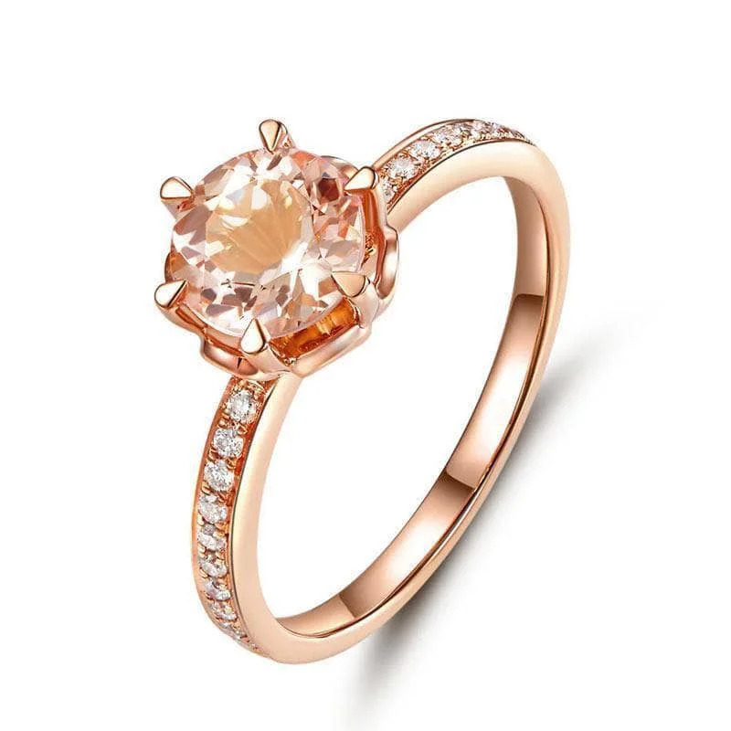 heart-shaped diamond engagement rings -handcrafted necklaces for women -Peach Morganite Natural Diamonds 14K Rose Gold Ring