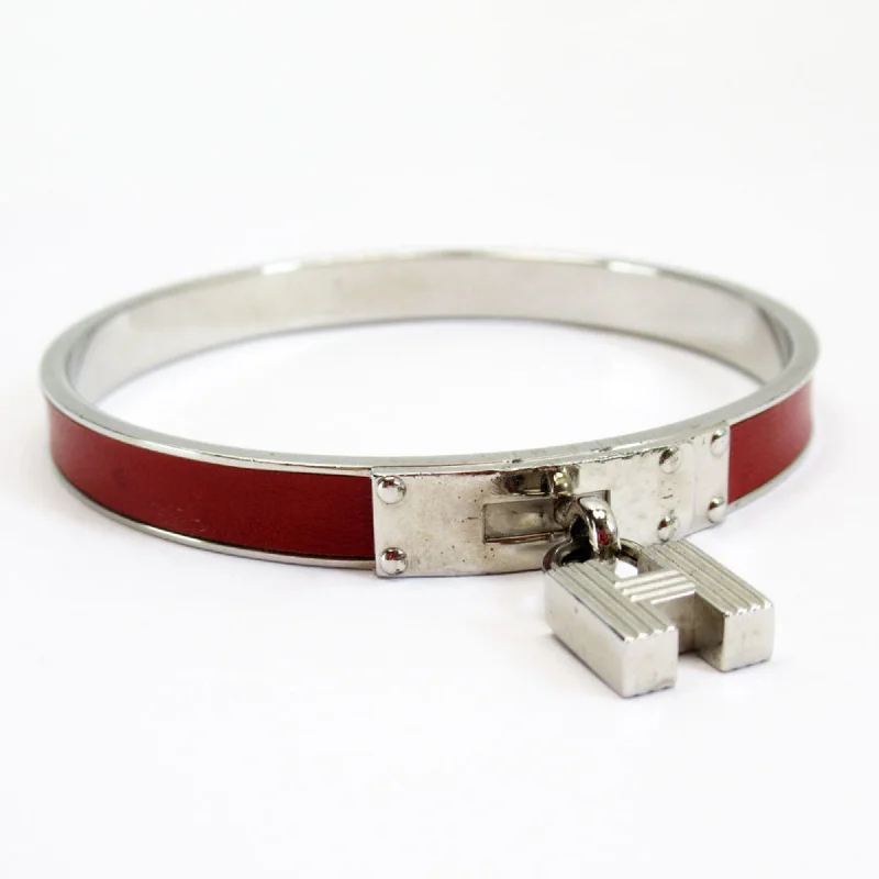 stylish stacking bracelets -luxury pendant necklaces for women -Hermes   Leather Metal Bangle (Pre-Owned)