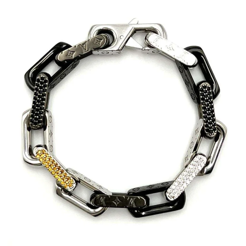 handmade charm bangles -hand-crafted gold necklaces for women -Louis Vuitton Metal Rhinestone Charm Bracelet (Pre-Owned)