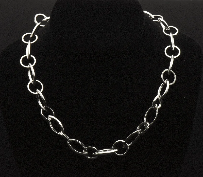 layered chain necklaces for women -layered chain necklaces for women -Ross-Simons - Chic Vintage Polished Sterling Silver Chain Link Necklace - 18.5"