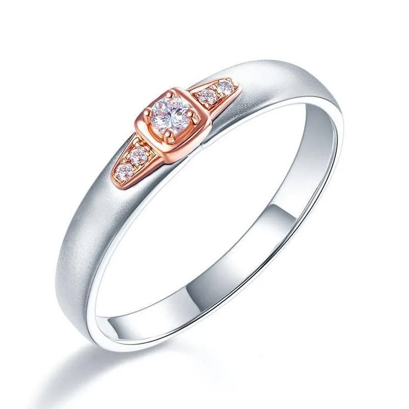 sapphire engagement rings for women -bridal necklaces for women -Natural Diamond 14K White & Rose Gold 2 Tone Ring