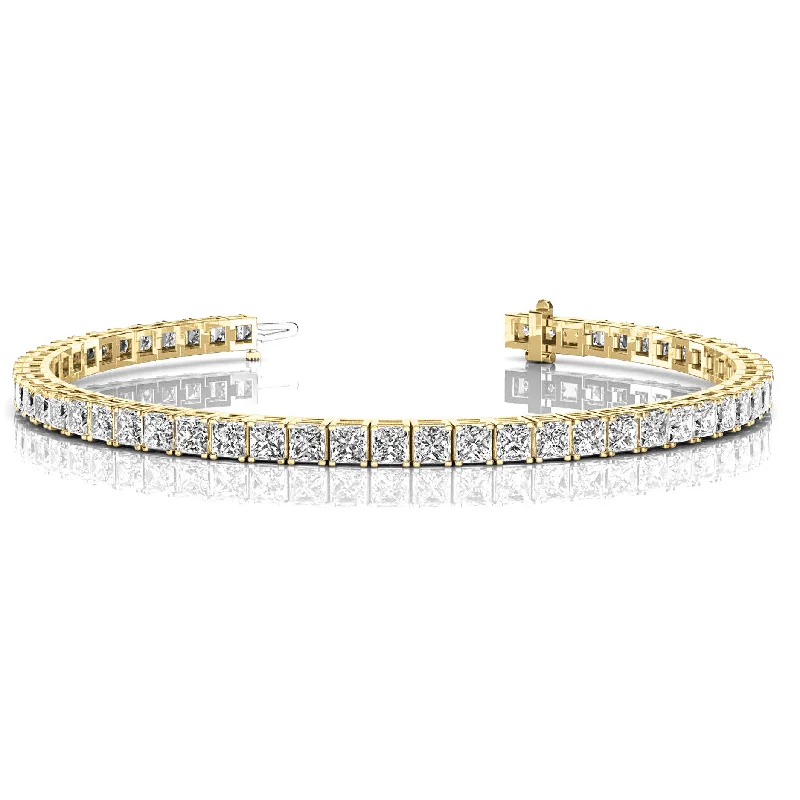 sleek cuff bracelets for women -luxury gold necklaces for women -10.0 ctw Princess Cut Diamond Tennis Bracelet With Modern Square Prongs