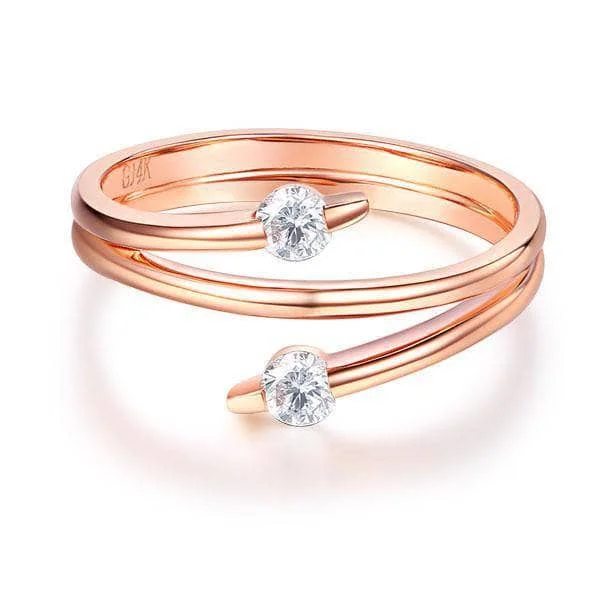 halo diamond engagement rings -creative design necklaces for women -14K Rose Gold Stylish Ring 0.2Ct Natural Diamond