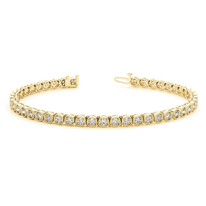 women’s tennis bracelets -sapphire necklaces for women -1.00 ctw Round Diamond Tennis Bracelet Milgrain