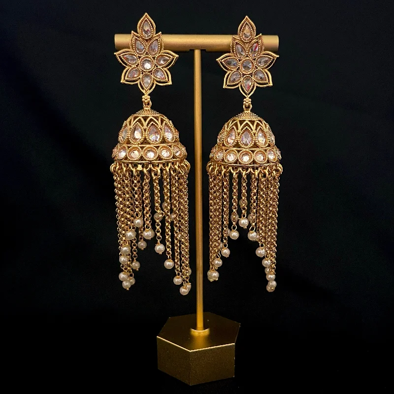 custom earrings for women -pendant necklaces for women -Polki Long LCD Chandelier Jhumka Earring