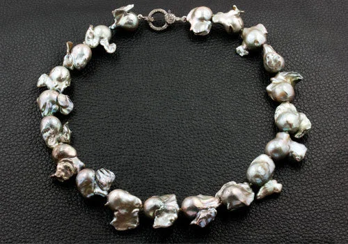 matching necklaces for women -matching necklaces for women -Silver Baroque Pearl Necklace