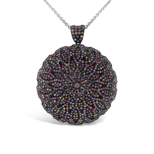 wedding gift necklaces for women -celestial necklaces for women -Multi-color Sapphire Disc Necklace