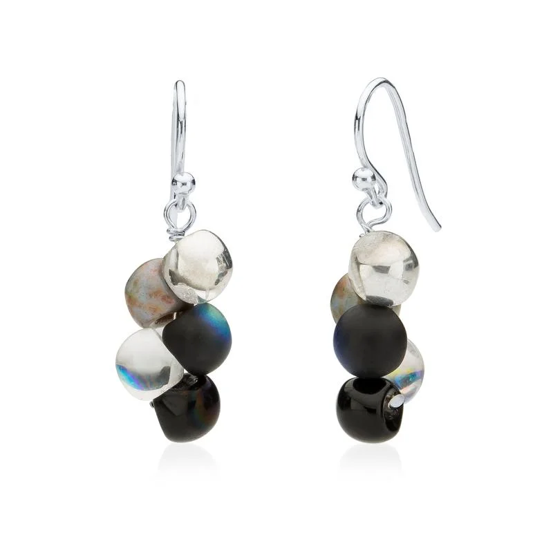 women’s birthstone earrings -designer necklaces for women -Black Bubble Drop Earrings