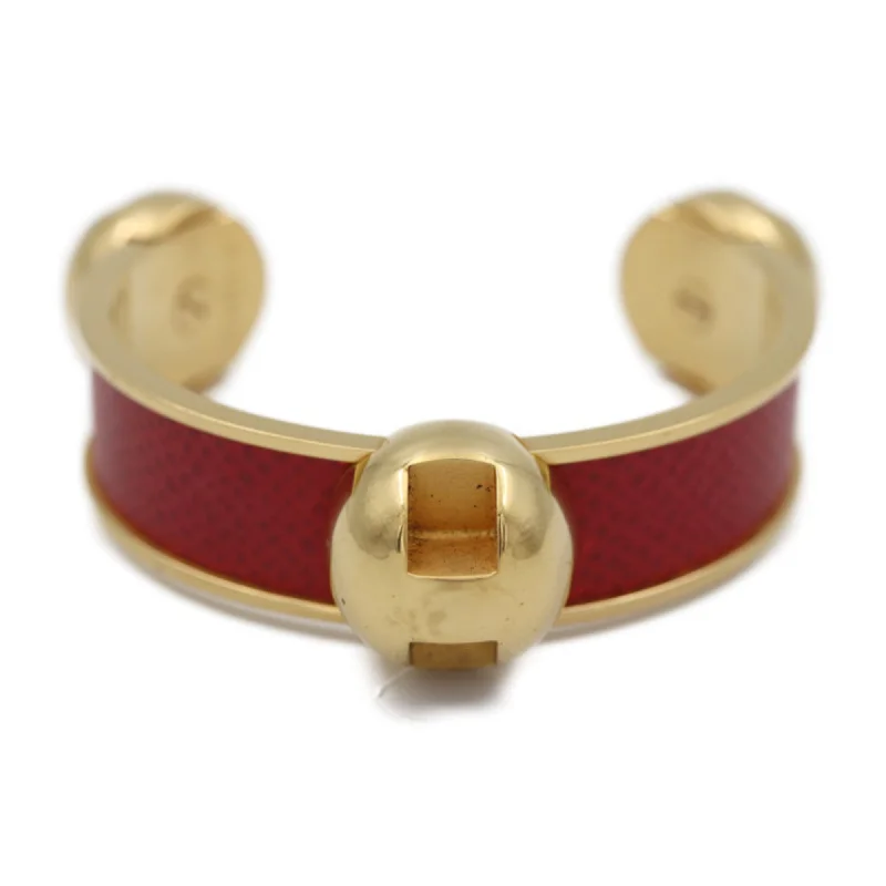 trendy bangle bracelets -matching necklaces for women -Hermes   Color Leather Metal Bangle (Pre-Owned)