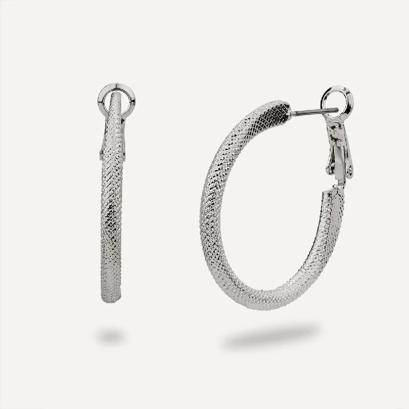 fashion earrings for women -long necklaces for women -Alesha Contemporary Threaded Hoop Earrings In Silver-Tone