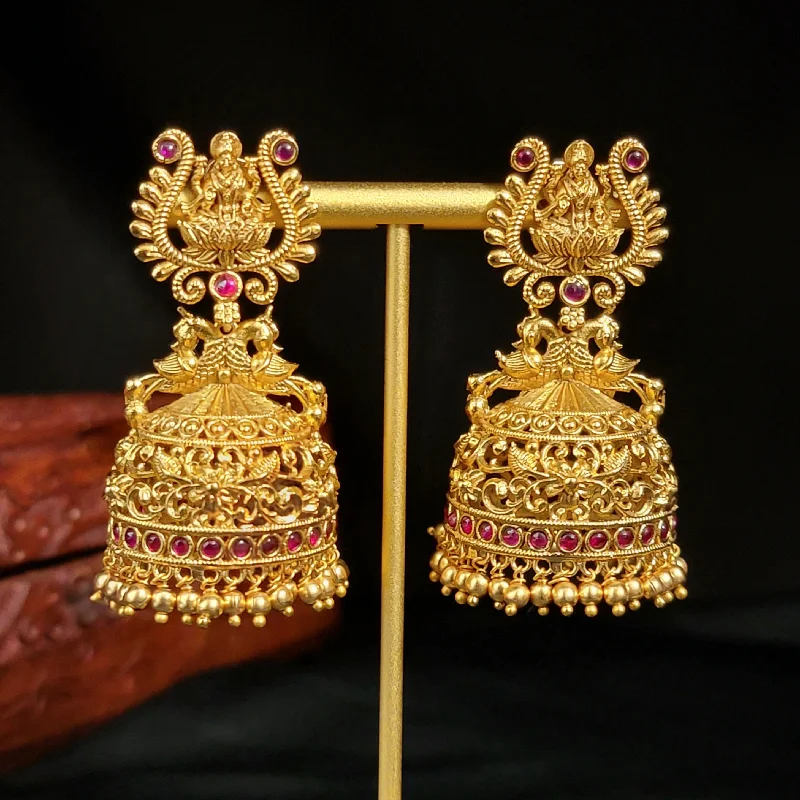 pearl earrings for women -fashion necklaces for women -Lakshmi Antique Gold Big Jhumka Earring