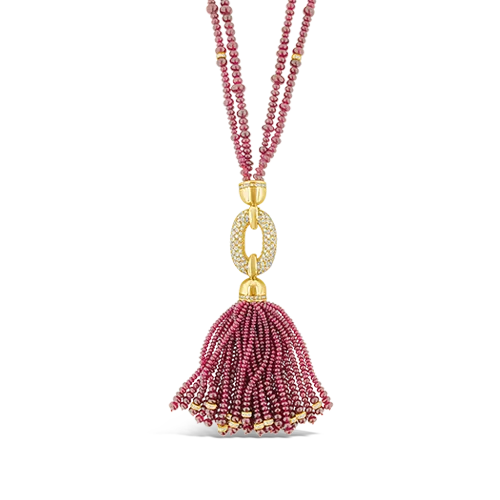 women’s necklaces -women’s necklaces -Ruby & Diamond Tassel Necklace