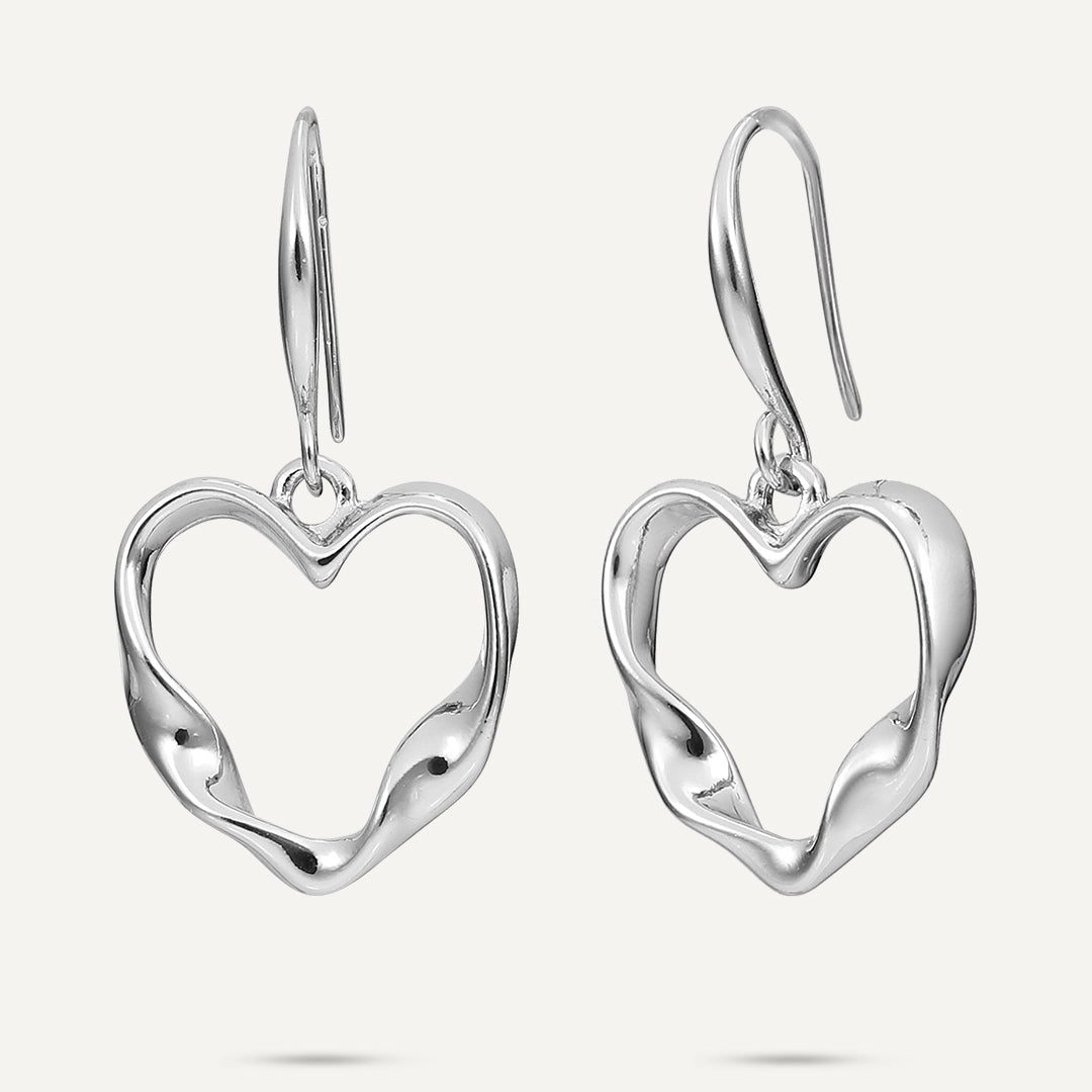 fashion-forward earrings for women -statement pendant necklaces for women -Silhouette Heart Drop Earrings In Silver-Tone