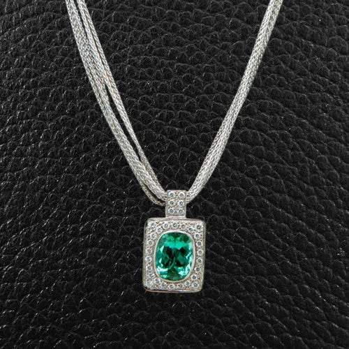 gemstone necklaces for women -gemstone necklaces for women -Green Tourmaline & Diamond Necklace