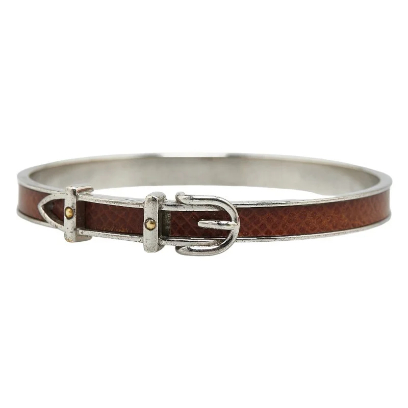 beautiful bangles for casual wear -bridal shower necklaces for women -Hermes   Leather Metal Bangle (Pre-Owned)