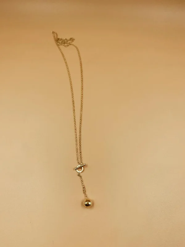 luxury diamond necklaces for women -luxury diamond necklaces for women -Mini Y Toggle Drip Brass Necklace